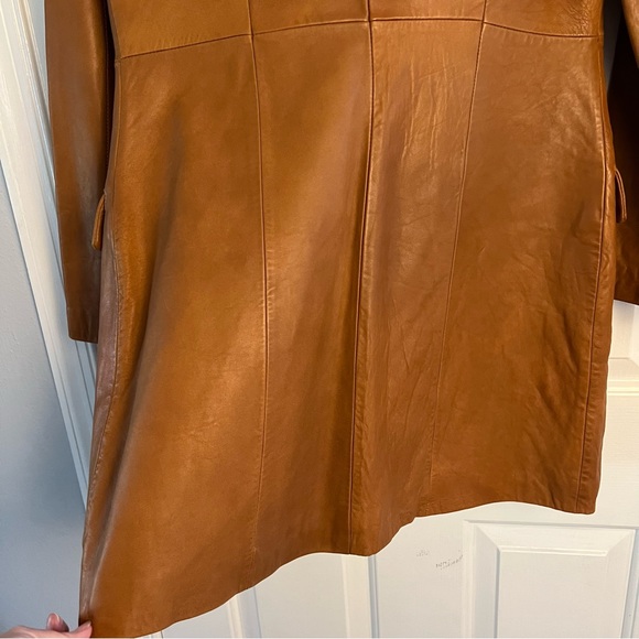 Wilson’s Leather Carmel Butter Soft Long Coat Jacket - Picture 5 of 13